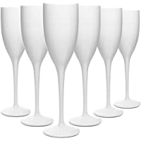 RB Copa de Champán Blanco Plástico Premium Irrompible Reutilizable 13cl- Set de 6